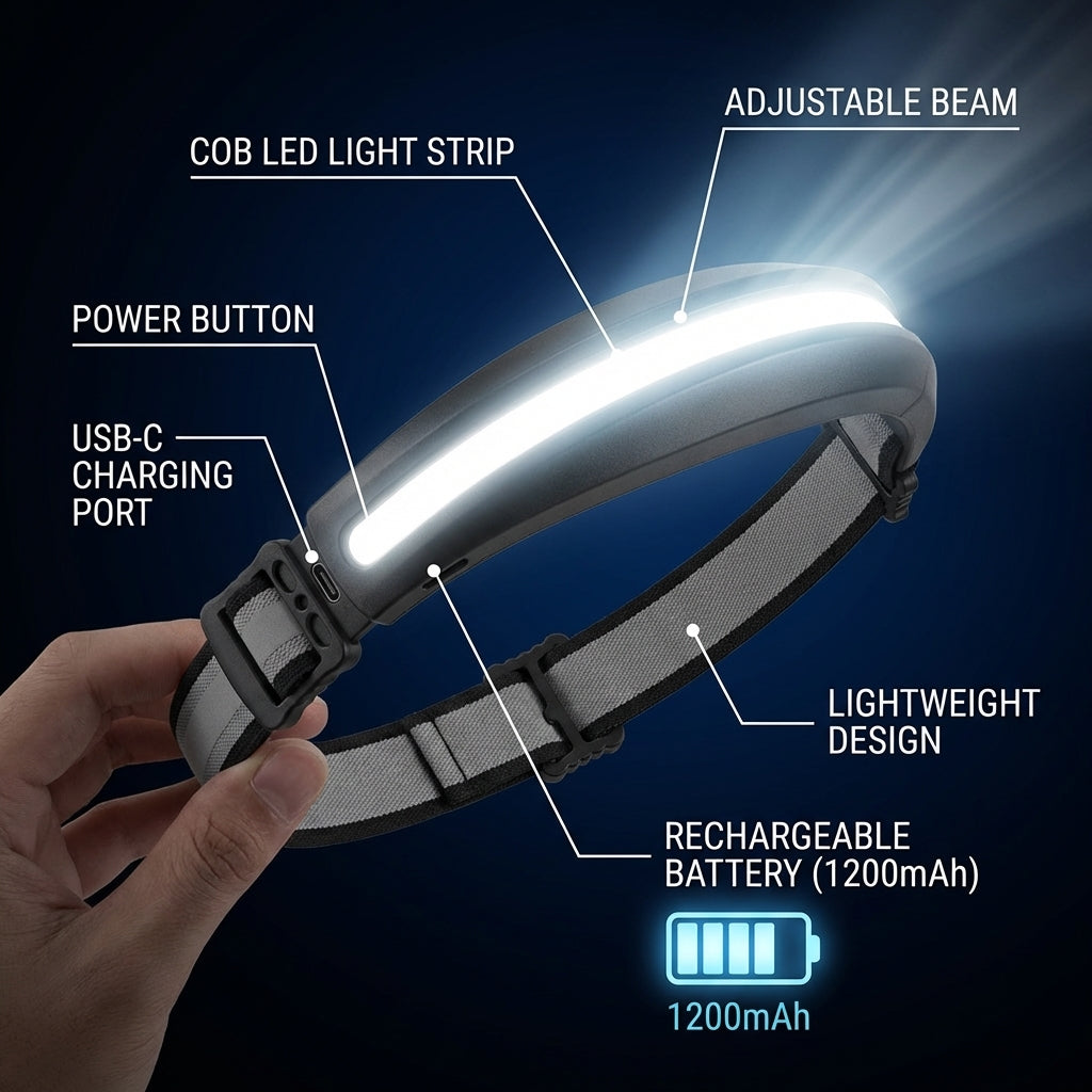 LED Headlamp Rechargeable 2-Pack (Black + White) – 230° Wide Beam COB
